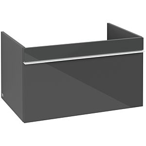 Venticello Villeroy et Boch vasque A93402RA 75,3 x 42 x 50,2 cm, poignée blanche, verre Glossy Grey