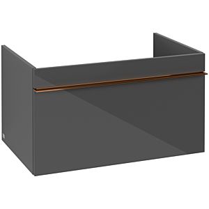 Villeroy and Boch Venticello vanity unit A93405FP 75.3 x 42 x 50.2 cm, copper handle, Glossy Grey