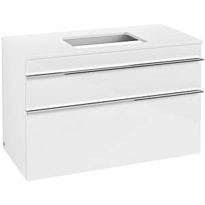 Venticello Villeroy et Boch vasque A94101DH 95,7 x 60,6 x 50,2 cm, centre vasque, poignée chrome, Glossy White