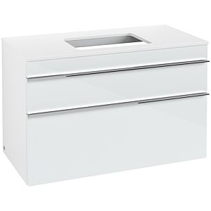 Villeroy and Boch Venticello vanity unit A94101RE 95.7 x 60.6 x 50.2 cm, vanity center, handle chrome, glass Glossy White