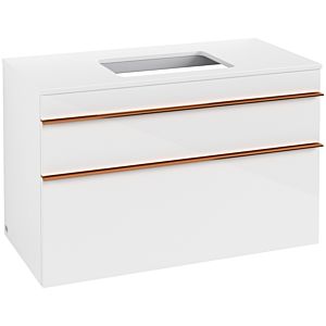 Villeroy and Boch Venticello vanity unit A94105DH 95.7 x 60.6 x 50.2 cm, vanity center, copper handle, Glossy White