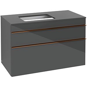 Villeroy and Boch Venticello vanity unit A94205RA 95.7 x 60.6 x 50.2 cm, vanity left, handle copper, glass Glossy Grey