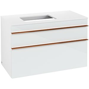 Villeroy and Boch Venticello vanity unit A94205RE 95.7 x 60.6 x 50.2 cm, vanity unit left, handle copper, glass Glossy White