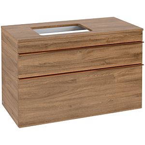 Venticello Villeroy et Boch vasque A94205RH 95,7x60,6x50,2cm, meuble sous-vasque gauche, poignée cuivre, Kansas Oak