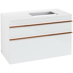 Venticello Villeroy et Boch vasque A94305RE 95,7 x 60,6 x 50,2 cm, vasque à droite, poignée cuivre, verre Glossy White