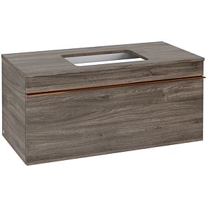 Venticello Villeroy et Boch vasque A94605RK 95,7x43,6x50,2cm, centre vasque, poignée cuivre, Stone Oak