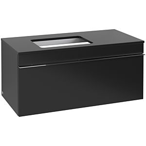 Villeroy und Boch Venticello Waschtisch-Unterschrank A94701PD 95,7 x 43,6 x 50,2 cm, Waschtisch links, Griff Chrom, Black Matt Lacquer
