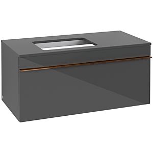 Villeroy and Boch Venticello vanity unit A94705RA 95.7 x 43.6 x 50.2 cm, vanity unit left, handle copper, glass Glossy Grey