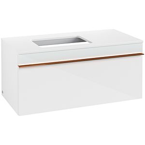 Villeroy und Boch Venticello Waschtisch-Unterschrank A94705RE 95,7 x 43,6 x 50,2 cm, Waschtisch links, Griff Copper, Glass Glossy White