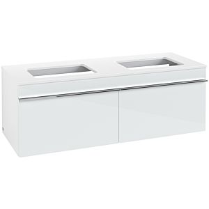Venticello Villeroy et Boch vasque A94901RE 125,7 x 43,6 x 50,2 cm, poignée chrome, verre Glossy White