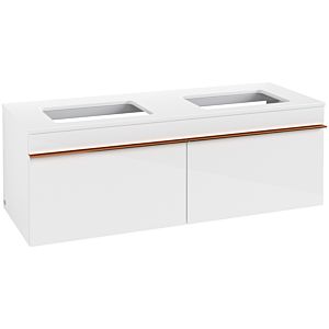 Villeroy and Boch Venticello vanity unit A94905DH 125.7 x 43.6 x 50.2 cm, copper handle, Glossy White