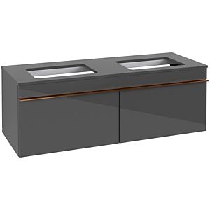 Villeroy and Boch Venticello vanity unit A94905FP 125.7 x 43.6 x 50.2 cm, copper handle, Glossy Grey