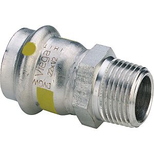 Viega Sanpress Inox G pièce de transition 486266 15 mm x R 1/2, acier inoxydable, polygonale, SC-Contur