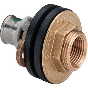 Viega Sanfix-P wall duct 310752 16 x Rp 1/2 x G 3/4 x 30 mm, gunmetal, SC-Contur, straight