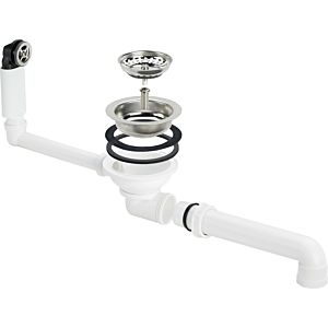 Viega Ablaufventil 678555 G 1 1/2, Kunststoff weiß, ohne Bowdenzugmechanik, runder Überlauf