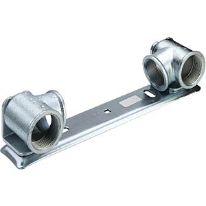 Viega Gaszähleranschlussplatte 531546 Rp 1, Anschlusswinkel Messing verzinkt, für Zweistutzengaszähler