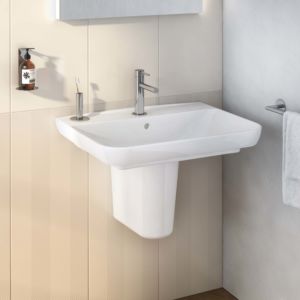 Pied semi-piédestal VitrA 5281L003-7201 blanc, avec fixation à ressort, pour lavabo