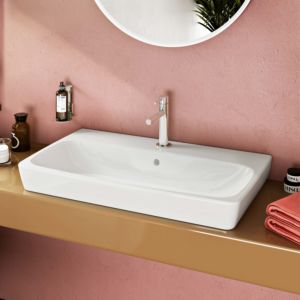 VitrA Metropole countertop washbasin 5663B003-0973 white, 80x46cm, polished, overflow/tap hole in the center