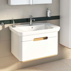 VitrA Sento Waschtisch-Unterschrank 60813 78 x 48,5 x 50 cm, Weiß Matt, Dekor, Überlaufloch, Hahnloch mittig