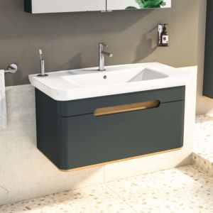 Meuble vasque VitrA Sento 60820 98 x 48,5 x 50 cm, anthracite mat, décor, trop-plein, trou de robinetterie central