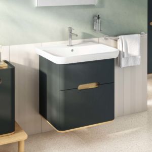 VitrA Sento vanity unit 60834 63 x 48.5 x 66.5 cm, anthracite matt, decor, overflow hole, tap hole in the middle