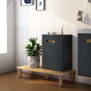 VitrA Sento Halbhochschrank 60884 40 x 29,5 x 56 cm, Anthrazit Matt, Dekor, 1 Tür, Türanschlag links