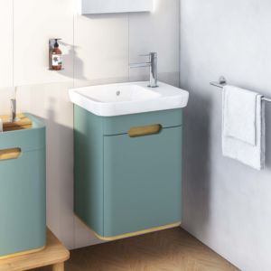 Ensemble meuble-lavabo VitrA Sento 65868 50 x 37,5 x 68,5 cm, porte à charnières à gauche, vert fjord mat, décor