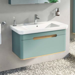 VitrA Sento Waschtisch-Möbel-Set 65875 98x48,5x52cm, 1 Vollauszug, fjordgrün matt, Dekor