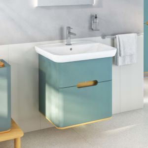 VitrA Sento Waschtisch-Möbel-Set 65876 63x48,5x68,5cm, 2 Vollauszüge, fjordgrün matt, Dekor