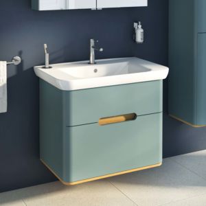 Ensemble meuble-lavabo VitrA Sento 65877 78 x 48,5 x 68,5 cm, 2 tiroirs à extension complète, vert fjord mat, décor