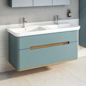VitrA Sento vanity unit 65879 130x48x68.5cm, 2 full extension drawers, fjord green matt, decor