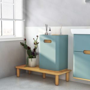 Armoire mi-haute VitrA Sento 65898 40 x 29,5 x 58 cm, charnière de porte à gauche, vert fjord mat, décor