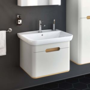 Ensemble meuble-lavabo VitrA Sento 65985 63 x 48,5 x 52 cm, 1 tiroir à extension complète, gris clair mat, décor