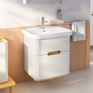 VitrA Sento Waschtisch-Möbel-Set 65988 63x48,5x68,5cm, 2 Vollauszüge, hellgrau matt, Dekor