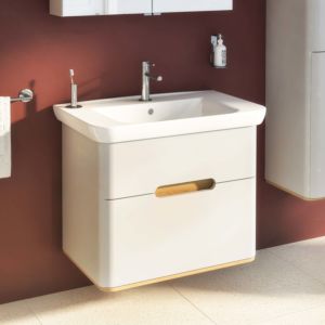 Ensemble meuble-lavabo VitrA Sento 65989 78 x 48,5 x 68,5 cm, 2 tiroirs à extension complète, gris clair mat, décor