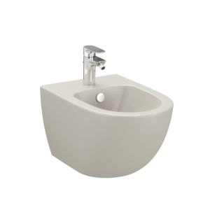 Bidet mural VitrA Sento 4338B020-1046, 36,5 x 54 cm, avec trop-plein, 1 trou de robinetterie au centre, taupe mat