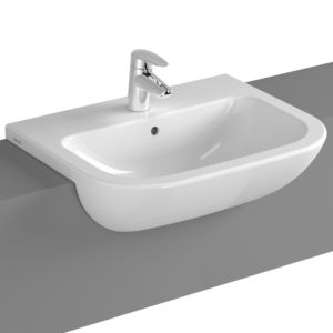 VitrA S20 semi-recessed washbasin 5524B003-0001 55x44cm, overflow/tap hole in the center, white