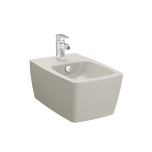 Bidet mural VitrA Metropole 5675B420-1046 36 x 56 cm, avec trop-plein, 1 trou de robinetterie au centre, finition taupe mat VC
