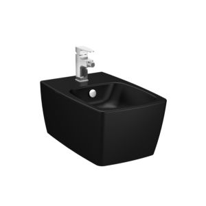 VitrA Metropole Wand-Bidet 5675B483-1046 36x56cm, mit Überlauf, 1 Hahnloch mittig, schwarz matt VC