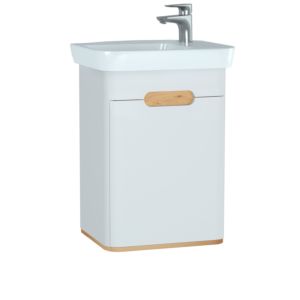 Meuble vasque VitrA Sento 60777 50 x 37 x 66,5 cm, blanc mat, décor, avec vasque, charnière de porte à droite