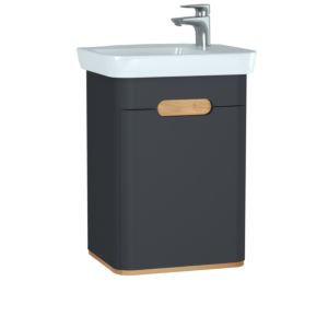 Meuble vasque VitrA Sento 60801 50 x 37 x 66,5 cm, anthracite mat, décor, avec vasque, charnière de porte à droite