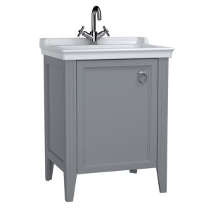 Ensemble meuble-lavabo VitrA Valarte 62151 64,5 x 53 x 88 cm, côté gauche, corps gris mat/meuble-lavabo blanc brillant