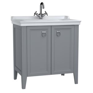 VitrA Valarte vanity unit set 62154 79.5 x 53 x 88 cm, 2 doors, body grey matt/washbasin white high gloss