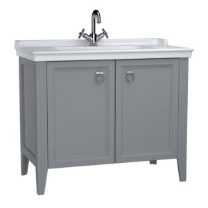 VitrA Valarte vanity unit set 62157 99.5 x 53 x 88 cm, 2 doors, body grey matt/washbasin white high gloss