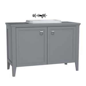 VitrA Valarte Einbauwaschtisch-Möbel-Set 62175 118 x 52 x 87,5 cm, 2 Türen, Korpus grau matt/Waschtisch weiß hochglanz