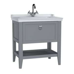 VitrA Valarte vanity unit set 62181 79.5 x 53 x 88 cm, 1 full extension drawer, body matt grey/vanity unit high gloss white