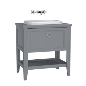 VitrA Valarte Einbauwaschtisch-Möbel-Set 62196 77,5 x 52 x 87,5 cm, 1 Vollauszug, Korpus grau matt/Waschtisch weiß hochglanz