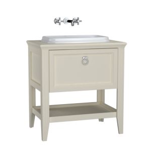VitrA Valarte built-in vanity unit set 62197 77.5 x 52 x 87.5 cm, 1 full extension drawer, ivory matt carcass/white high-gloss washbasin
