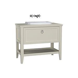 VitrA Valarte Einbauwaschtisch-Möbel-Set 62200 98 x 52 x 87,5 cm, 1 Vollauszug, Korpus elfenbein matt/Waschtisch weiß hochglanz