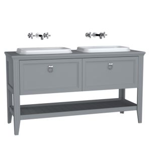 Ensemble meuble-lavabo intégré VitrA Valarte 62211 149,5 x 52 x 87,5 cm, gauche/droite, structure gris mat/meuble-lavabo blanc brillant